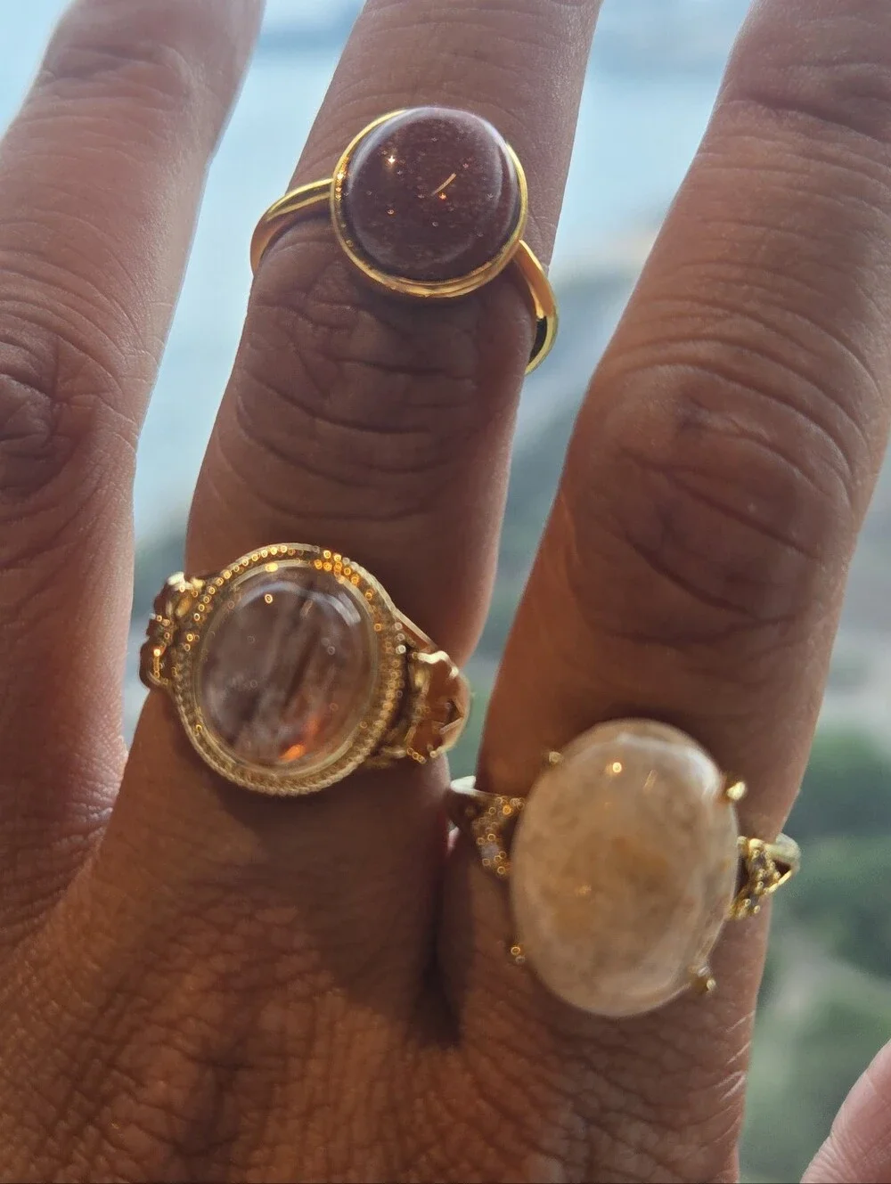 Crazy Lace Agate Filigree Statement Ring